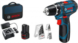Bosch Professional 12 V System Atornillador GSR 12 V-15, Incluye 2 x 2.0 Batería y Cargador, 39 pcs, Juego de Accesorios, en Bolsa, Amazon Exclusive Set