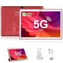 Tablet 10.1 Pulgadas Android 10.0 | Tableta 5G WiFi Ultrar-Rápido Quad-Core 1.6GHz 4GB RAM + 64GB ROM | Pantalla HD IPS | Cámara Dual | Bluetooth | MicroSD 128GB Type-C Google GMS (Red)