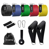 Bandas Elasticas Fitness Musculacion, Bandas de Resistencia con 12 Piezas, 5 Tubos de Entrenamiento para Gimnasio en Casa, Glúteos Ejercicios