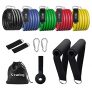 Bandas Elasticas Fitness Musculacion, Bandas de Resistencia con 12 Piezas, 5 Tubos de Entrenamiento para Gimnasio en Casa, Glúteos Ejercicios
