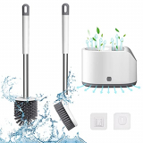 Escobillas de Baño, 2Pcs 2 en 1 Escobilla WC Cepillo Limpieza con Plástico Antideslizante y Cabezas de Cepillo, Escobillas de Inodoro de Silicona con Soporte Ventilación para Limpieza de Baños