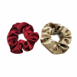 Anillo de Pelo de Intestino Grueso, Dos Piezas, Anillo De Tela Con Cabeza De Bola De Pelo, Bandas de Pelo de Cuerda de pelo ( rojo y oro )