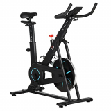 HOMCOM Bicicleta Estática Bicicleta de Fitness con Asiento y Manillar Ajustables en Altura Volante Inercia 6,5 kg Pantalla LCD Pulsómetro y Ruedas para Hogar 110x52x105-120 cm Negro