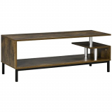 HOMCOM Mesa de Centro Mesa de Salón con Almacenamiento Abierto Marco de Aluminio y Patas de Acero Elevadas para Oficina Estudio Dormitorio 106x40x40 cm Marrón