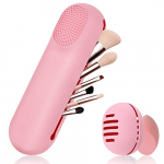 Yotako 2 bolsas de cosméticos portátiles, pinceles de maquillaje, organizador para viajes, caja de almacenamiento para pinceles de maquillaje, Rosa.