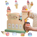 Smartwo Heladero Juguete de Madera, Cocina Infantil y Accesorios de Tienda, Fingir Hacer Helado, Regalo para Niñas Niños de 3 4 5 6 Años, Juegos de rol Juego de imitación Juego Creativo Montessori