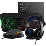 The G-Lab Combo Argon E/DE – Pack de 4 en 1 – Teclado Gamer QWERTZ Iluminado 3200 dpi Gamers Gamer Auriculares Gaming con Base Antideslizante para PC PS4 y Xbox One, Color Negro