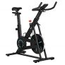 HOMCOM Bicicleta Estática Bicicleta de Fitness con Asiento y Manillar Ajustables en Altura Volante Inercia 6,5 kg Pantalla LCD Pulsómetro y Ruedas para Hogar 110x52x105-120 cm Negro
