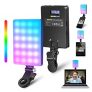 NEEWER RGB Luz Selfie con Clips para Teléfono/Ordenador Portátil, 66 LED de Alta Potencia, 2000mAh Recargable,CRI 97+,3 Modos de Luz, Foco Portátil Movil Luz para Video, Streaming y Videoconferencia