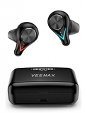 VEENAX L11 Auriculares Bluetooth Inalámbricos, Wireless Auriculares Deportivos Control Táctil, Estéreo Cascos In Ear con Micrófono y Bajo, Linterna LED, Batería Externa, 210 Horas/CVC 8.0/USB-C, Negro