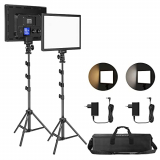 Neewer Kit de Iluminación de Panel de Luz LED Video, 2 Pack Luces Suaves Bicolores Regulables de 11,3 Pulgadas con Soporte de Luz, Panel LED de 21W 3200K ~ 5600K CRI 97+ 2200Lux
