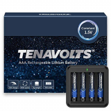 Batería Recargable de Litio AAA de 1,5 V TENAVOLTS, Carga rápida de 1,8 h, Cargador USB, tensión Constante a 1,5 V, 1110 mWh, 4 Unidades con Cargador