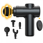 CHFA Mini Pistola de Masaje Muscular, Masajeador Muscular Portátil 35DB Ultra Silencioso con 6 Velocidades, 4 Cabezales de Masaje, Masajeador de Mano para Relajar Los Músculos Aliviar el Dolor