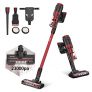 Vistefly VX Aspiradora sin Cable, 23kPA Potente, 250W, Batería Extraíble 2200mAh, 3 Niveles de Succión, 1.2L, Aspiradora de Mano sin Bolsa 2 en 1, Filtro HEPA, Cepillos con LED (Rojo)