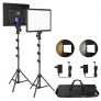 Neewer Kit de Iluminación de Panel de Luz LED Video, 2 Pack Luces Suaves Bicolores Regulables de 11,3 Pulgadas con Soporte de Luz, Panel LED de 21W 3200K ~ 5600K CRI 97+ 2200Lux