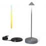 Lámpara de mesa inalámbrica con táctil, portátil, inalámbrica, IP54, resistente al agua, funciona con pilas, lámpara LED USB para restaurante, interior, exterior, terraza, camping, lectura (gris)