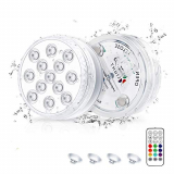 Feizhibo Piscina Luz LED Sumergible, 13 LEDs 16 Colores LED Sumergibles con Imanes Ventosas, Control Remoto Bajo El Agua Luces para Acuario,Estanque, Bodas,Fiesta Jardín