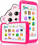 Tablet Niños 7 Pulgadas Android 10.0,WiFi – QuadCore – Certificación GMS YESTEL, 1GB + 16GB, Funda Silicona Portátil – Educativo | Regalo Cumpleaños para Niños (Rojo)