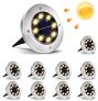 Luz Solar Exterior Jardin, Lacyie 10 Piezas 8LED Focos Led Exterior Solares Impermeable IP65 Lámpara en el Exterior Luz Enterrada del Jardín Decoración de Patio Lawn (Blanco Cálido)