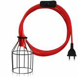 LEDGLE Portalámparas Colgante de Cable de Cuerda(15 pies), Soporte de Bombillas de Metal y Interruptor ON/Off, E27 Enchufe, Vendimia Decoración Hogar