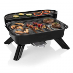 Princess 01.112252.01.001 – Barbacoa híbrida, eléctrica y de carbón, negro, 2000 W