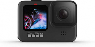 GoPro HERO9 Black – Cámara de acción sumergible con pantalla LCD delantera y pantalla táctil trasera, vídeo 5K Ultra HD, fotos de 20 MP, transmisión en directo en 1080p, sin tarjeta