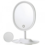Espejo Maquillaje con Luz LED, Aumento 5X Espejo Cosmético Pequeño, Espejo de la Vanidad Rotación 90° Pantalla Táctil, Espejo Cosmético para Hombre y Mujer,Carga con USB