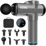 Pistola Masaje Profesional, AUSOQE Pistola Masajeadora Muscular con 30 Niveles Ajustables y 8 Cabezales de Masaje, Pistola de Masaje Electrico con Pantalla LCD, Para Aliviar el Dolor Muscular