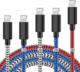 Jojobnj Cable Cargador Phone [5Pack 1/1/2/2/3M] Cable Carga Rápida Trenzado de Nylon Compatible con Phone 12 11 Pro XS MAX XR X 8 Plus 7 Plus 6S 6 Plus 5 5S 5C SE