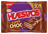 Huesitos Superchoc – Crujientes Barritas de Barquillo XL cubierto de Chocolate con Leche y con relleno de Cacao – 5 x 46 Gramos