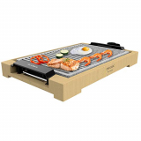 Cecotec Plancha de asar eléctrica Tasty&Grill 2000 Bamboo LineStone. Potencia 2000 W, Estructura Bambú, Termostato regulable, Superficie Grill, Revestimiento RockStone, Apta lavavajillas