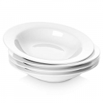 Y YHY Cuencos de sopa, juego de 4 cuencos de pasta, cuencos y platos de ensalada blancos, cuencos de porcelana de borde ancho de 20 onzas