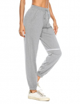 Terecey Pantalones Chándal Mujer Algodón Pantalones Jogger Mujer con Bolsillos Pantalones Deportivos Mujer Elástica para Pilates Correr Yoga Fitness(1-Gris,M)