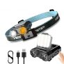 Linterna frontal recargable, 2000 mAh con sensor de movimiento LED, linterna frontal ligera y superbrillante con diadema elástica ultra duradera ajustable IPX4 resistente al agua para camping