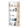 Habitdesign Estantería 5 baldas, Librería Comedor, Salon, Modelo Alida, Acabado en Color Blanco Artik y Roble Canadian, Medidas: 180 cm (Alto) x 90 cm (Ancho) x 25 cm (Fondo)