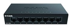 D-Link DGS-108GL Switch Gigabit 8 Puertos, sin gestión, 1000 megas por Puerto, Ethernet LAN, RJ-45, Plug&Play, Perfil bajo, metálico, conmutador, hub, sobremesa, sin Ventiladores, 802.3az EEE, Negro