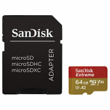 SanDisk Extreme – Tarjeta de memoria microSDXC para cámaras de acción de 64 GB con hasta 160 MB/s, Class 10, U3 y V30