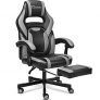 BASETBL Silla Gaming, Silla Gamer Ergonómica, Silla Game Racing para Computadora Regulable en Altura, Silla PC con Reposapiés, Silla de Oficina con Reposabrazos Articulado, Silla Cuero PU Inclinable