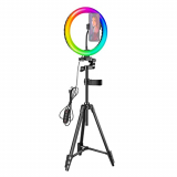 NEEWER 10 Pulgadas Anillo de Luz RGB para Selfies con Soporte para Trípode, 29 Modos de Colores Anillo de Luz LED USB Regulable con Control Remoto de 433 MHz y 2 Soportes para Teléfono