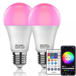 WIFI Bombilla LED inteligente Alexa, regulable, multicolor, E27, A19, 10 W (equivalente a 80 W), compatible con Alexa Google Home Siri IFTTT (paquete de 2)