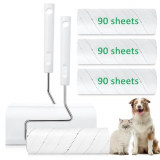 Onlyesh 360 Hojas Rodillo Quitapelusas, 16cm Área Extendida del Rodillo Quitapelos Mascotas, 4 Rollos, 90 Hojas por Rollo + 1 Mangos, para Quita Pelos Mascota Ropa, Pelo de Gato, sofá, Cama y Alfombra