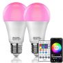 WIFI Bombilla LED inteligente Alexa, regulable, multicolor, E27, A19, 10 W (equivalente a 80 W), compatible con Alexa Google Home Siri IFTTT (paquete de 2)
