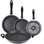 Magefesa K2 Gransasso Set juego 3 sartenes 18/20/24 cm y paellera 34 asas metálicas, acero esmaltado vitrificado, inducción y lavavajillas, gris