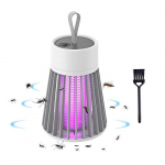 3D.Mr.Señor Lámpara Antimosquitos Electrico, Raqueta Matamoscas Eléctrica Recargable por USB, 3 Capas de Malla de Seguridad de Protección (Gris)