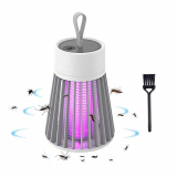 3D.Mr.Señor Lámpara Antimosquitos Electrico, Raqueta Matamoscas Eléctrica Recargable por USB, 3 Capas de Malla de Seguridad de Protección (Gris)