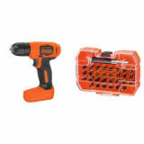 BLACK + DECKER BDCD8 Taladro atornillador sin cable 7.2V con batería de litio + Juego de 31 Piezas para Atornillar con Adaptador Magnético