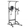 HOMCOM Power Tower Máquina de Musculación Multiestación 5 en 1 Ejercicios Dip Pull-up Flexiones y Abdominales 129x98x172-224cm Marco de Acero y Carga 120kg