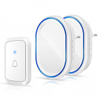 Timbre Inalámbrico, omitium Timbre impermeable para exteriores y interiores, 2 Receptores y 1 Transmisor, Alcance a 300m, LED Flash, 4 Volumen Ajustable 58 Melodías – Blanco