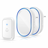 Timbre Inalámbrico, omitium Timbre impermeable para exteriores y interiores, 2 Receptores y 1 Transmisor, Alcance a 300m, LED Flash, 4 Volumen Ajustable 58 Melodías – Blanco