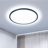 OTREN Plafon Luz LED Techo 36W, Ø30CM Lampara Downlight Panel Superficie 6500K, Plafones Redondo Modernas 3240LM IP44 para Salón Oficina Cocina Dormitorio Baño Pared, Negro